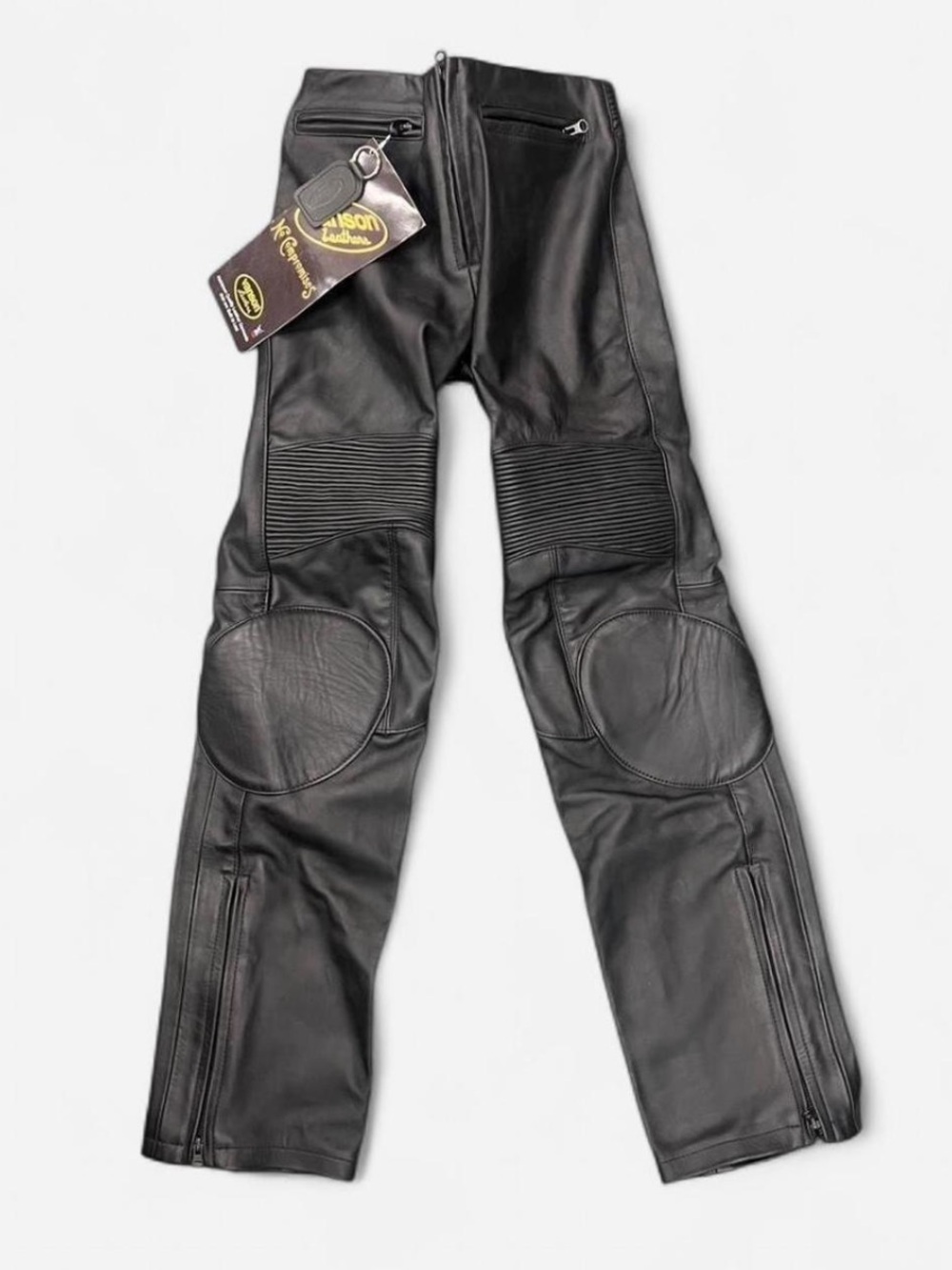 Wilson Leathers Harley Davidson Black Leather Motorcycle Pants with Knee Panels